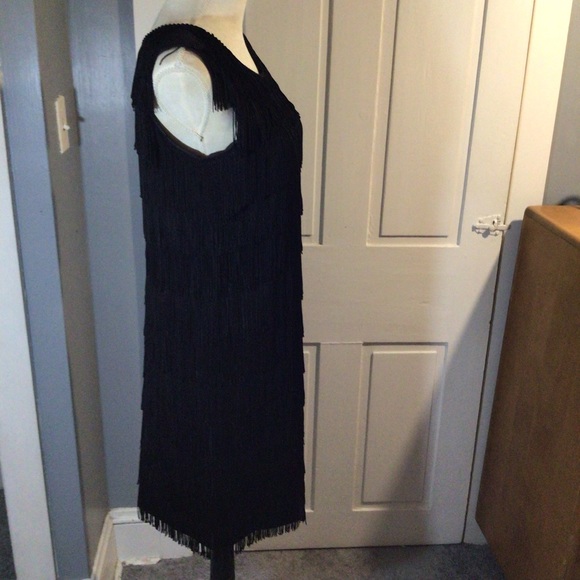 VINTAGE Black Fringe Flapper Dress - Picture 2 of 3